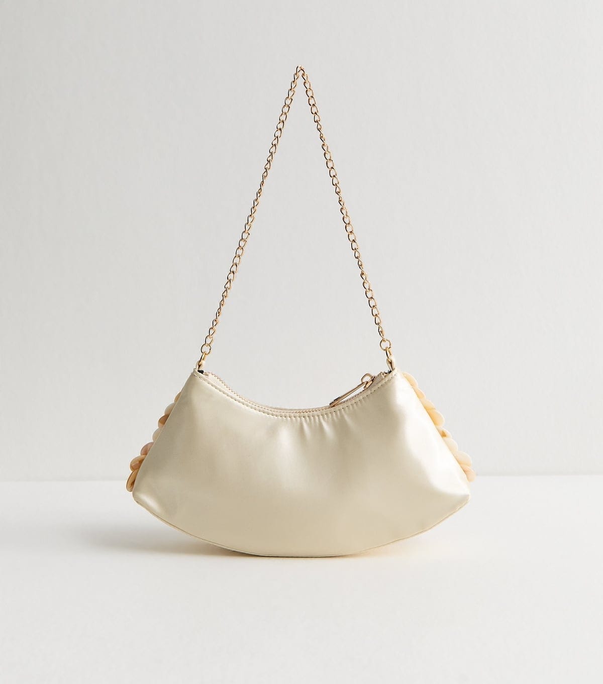 New Look Cream Satin Faux-Shell Shoulder Bag Vegan New Look - 4