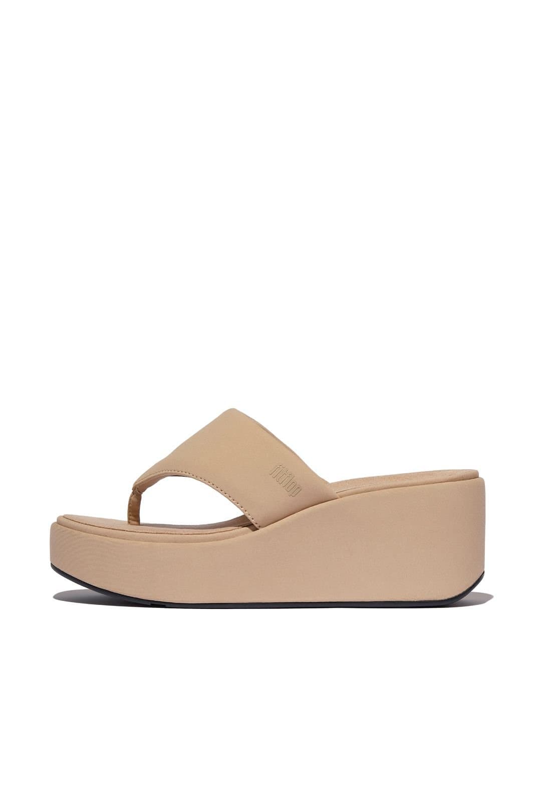 FitFlop FitFlop Women's Platfforms Wedge Toe-Post Sandals Beige