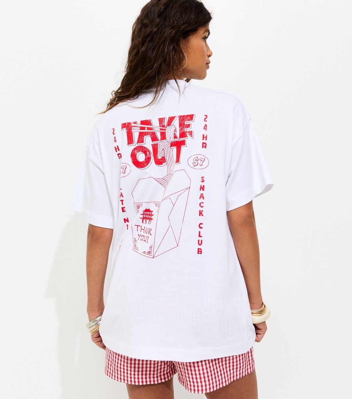 New Look Women's White Cotton Take Out Oversized T-Shirt New Look