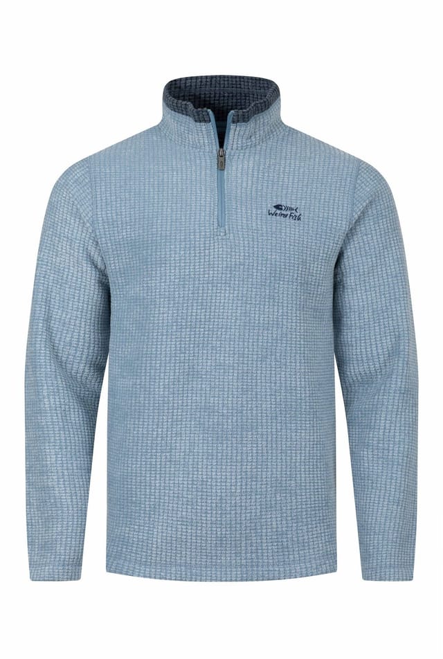 Weird Fish Weird Fish Men's Newark 1/4 Zip Grid Fleece in Light Blue - 2