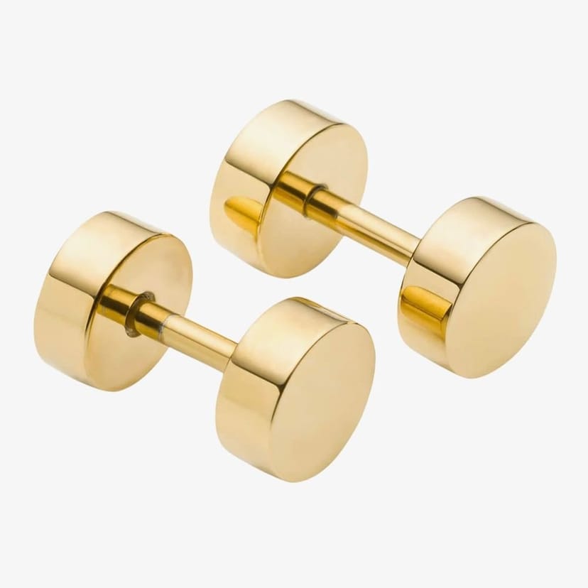 Fred Bennett Fred Bennett Men's Gold Tone Plain Circle Stud Earrings E6286 - 1