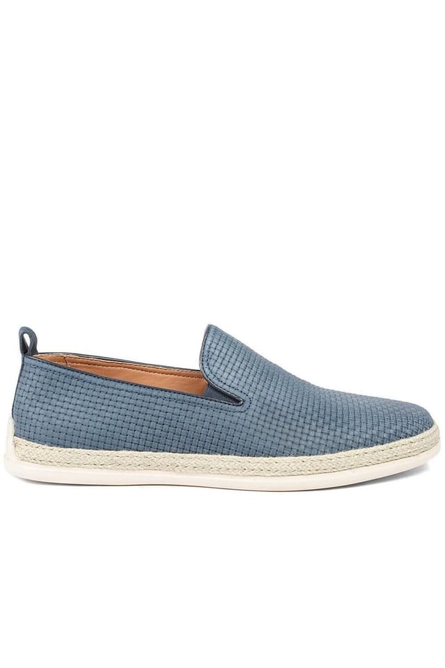 Jones Bootmaker Jones Bootmaker Men's Quince Leather Espadrille Slip On Shoes in Navy - 2