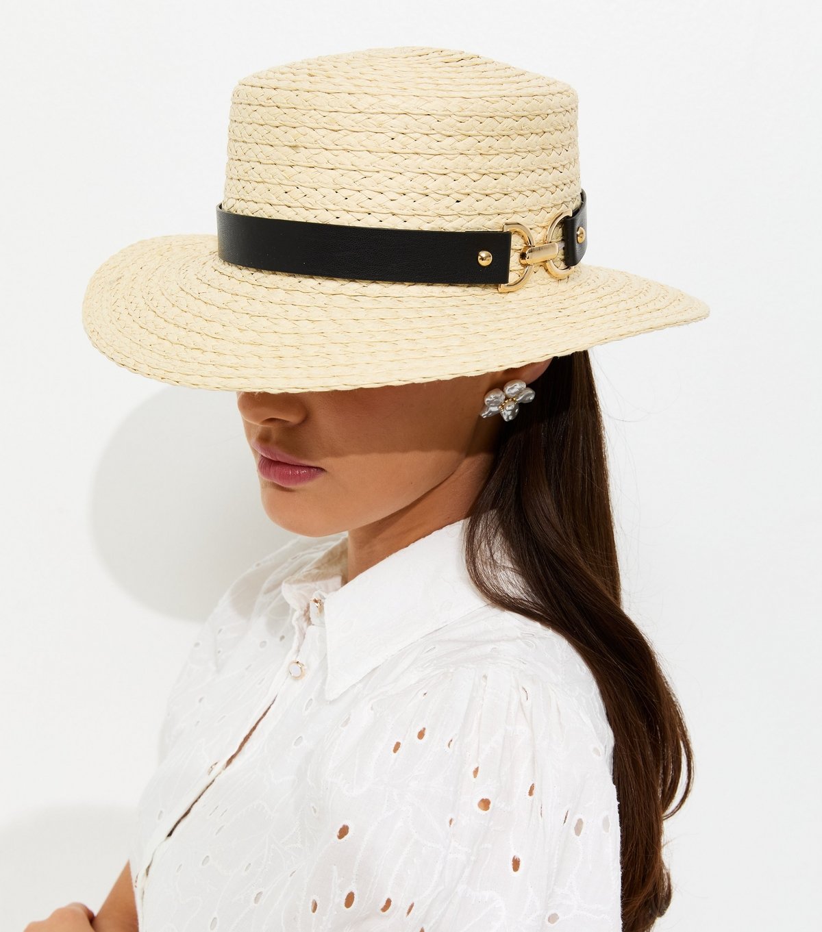 New Look Stone Straw Boater Hat with Buckle Detail New Look - 2