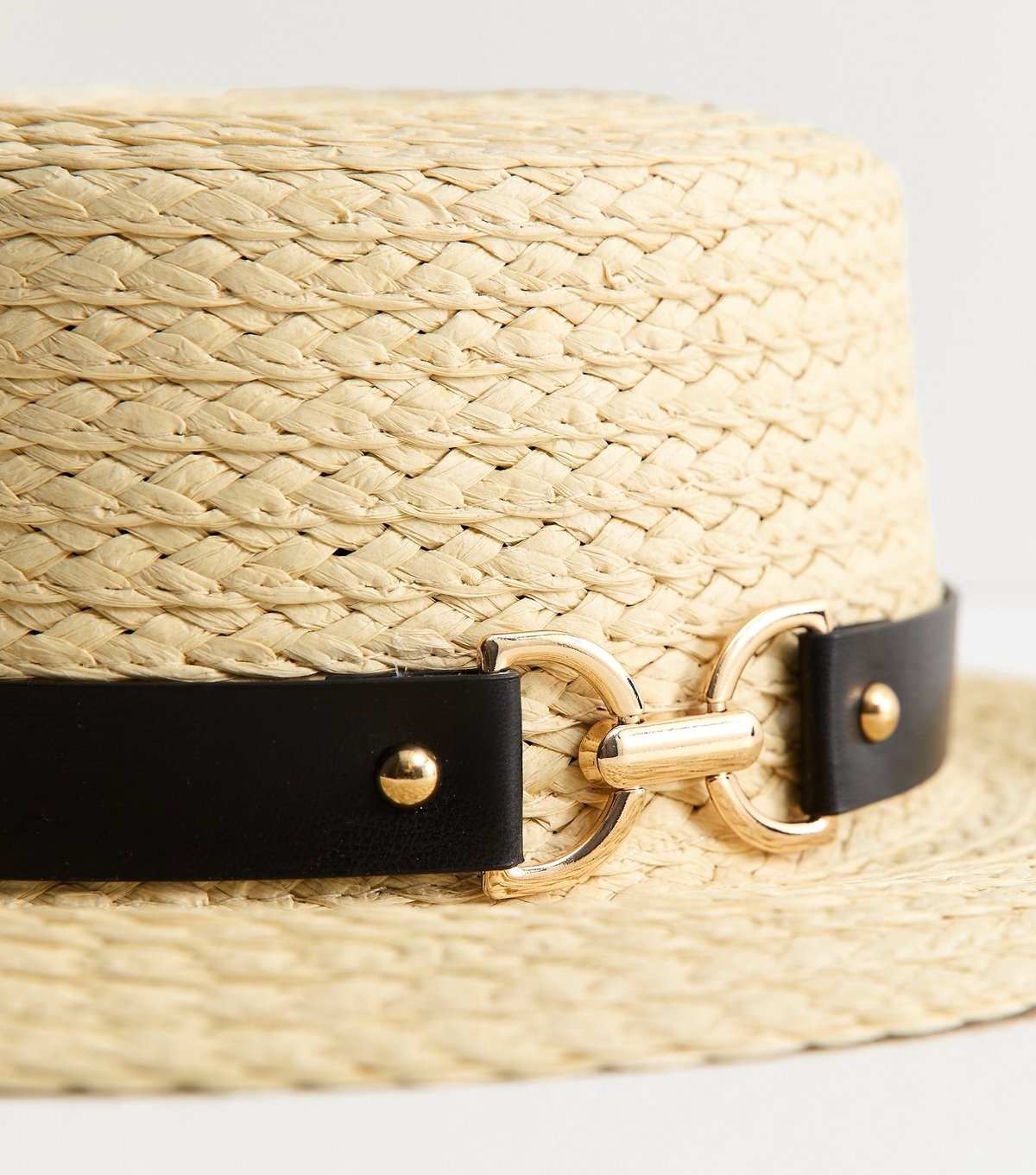 New Look Stone Straw Boater Hat with Buckle Detail New Look - 3