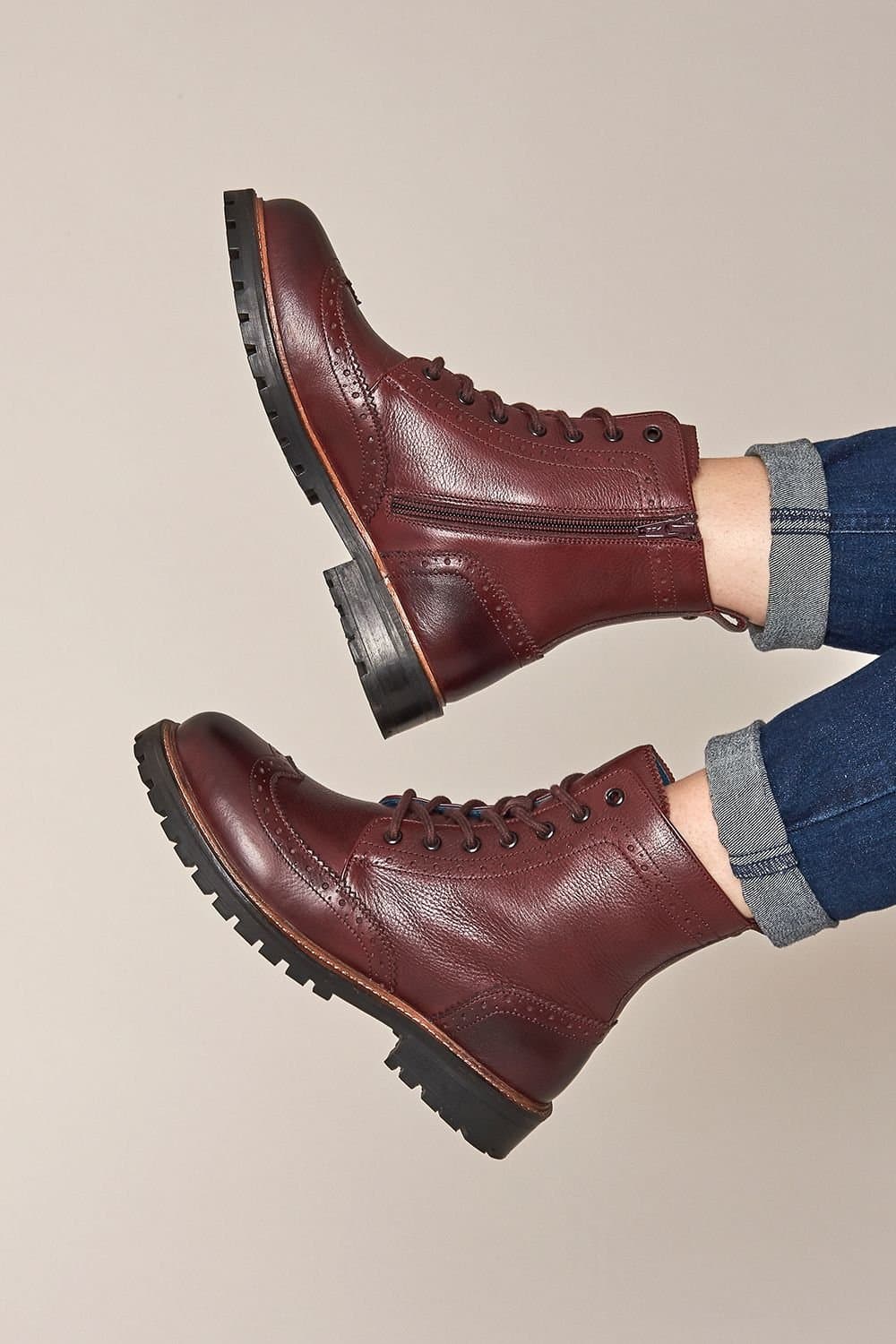 Moshulu Moshulu Women's 'Filico' Brogue Lace-up Boots in Dark Red