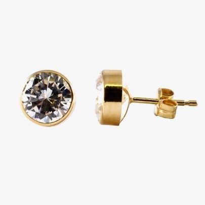 T.H.Baker T.H.Baker Women's 9ct Gold 7mm Round Cubic Zirconia Stud Earrings 1573413 - 1