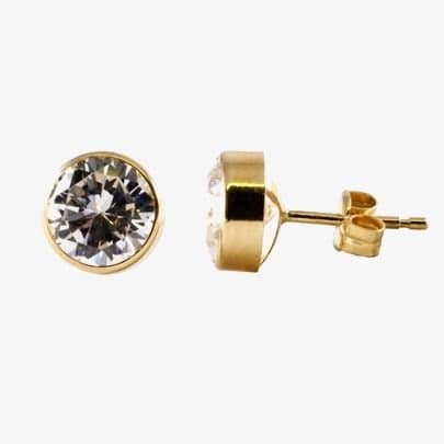 T.H.Baker T.H.Baker Women's 9ct Gold 7mm Round Cubic Zirconia Stud Earrings 1573413
