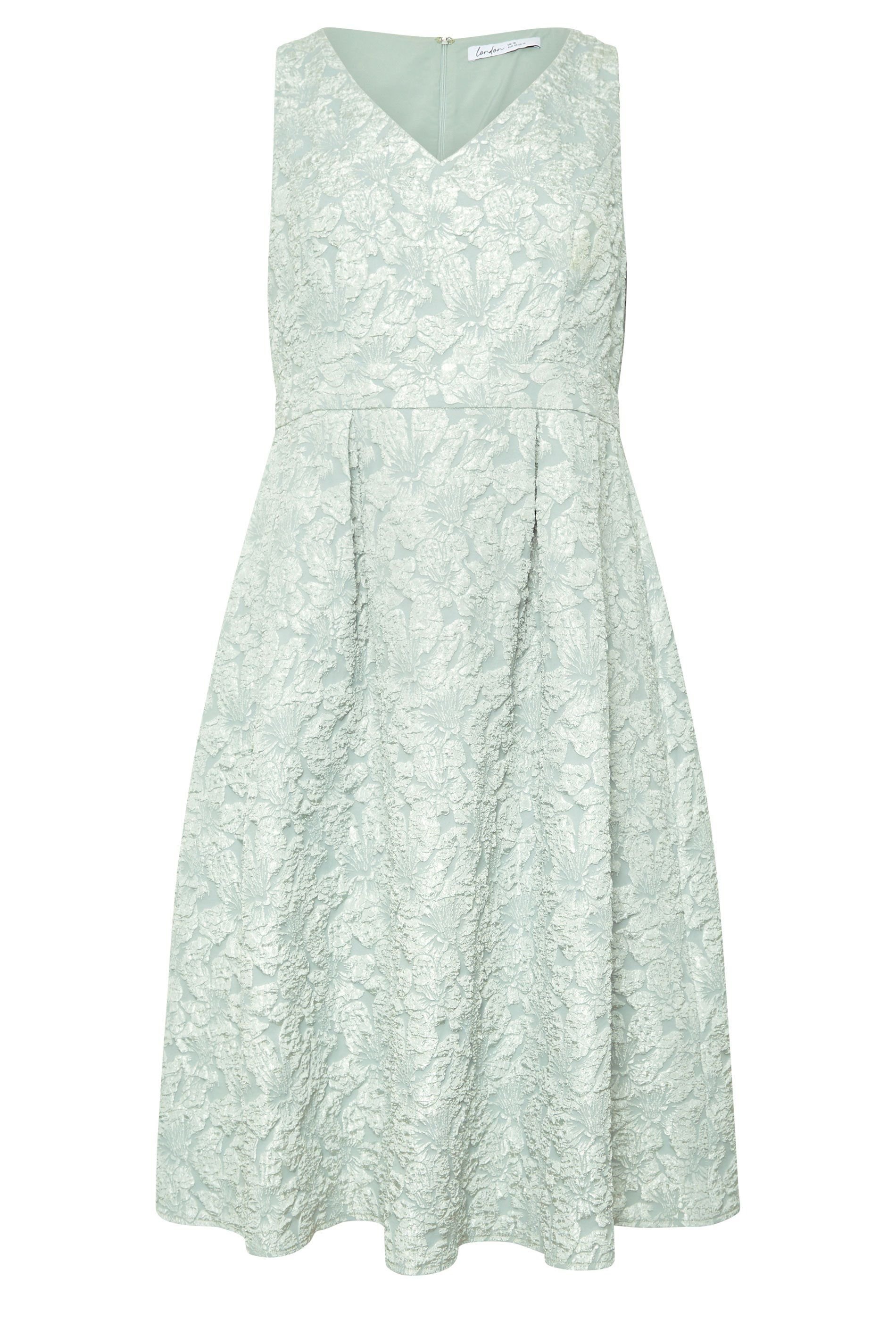 Yours Yours Women's Floral Jacquard Skater Dress in Light Green - 2