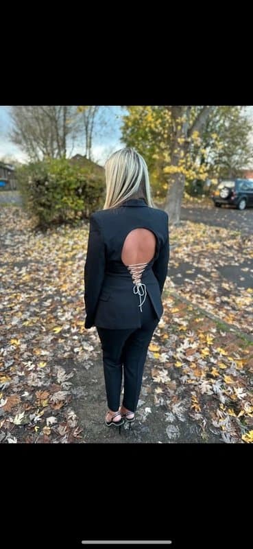 Bershka Bershka Black Open Back Lace Up Blazer Size M Brand