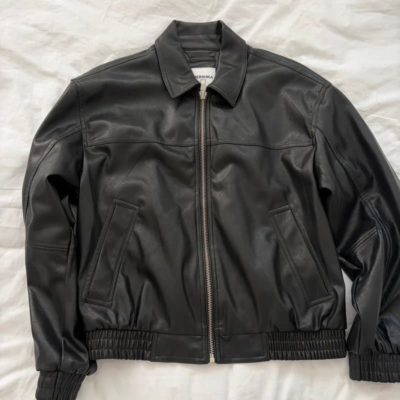 Bershka Bershka black faux leather jacket