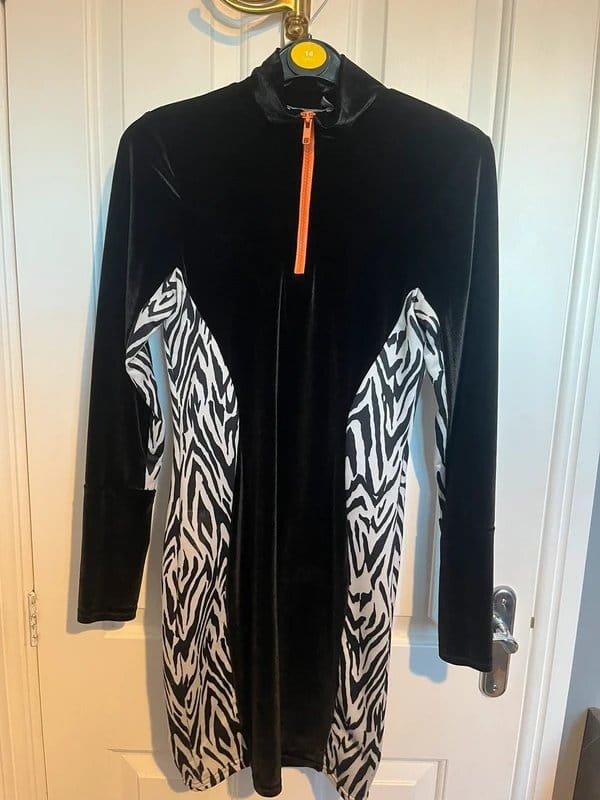 ASOS Black Zebra Print Velvet Mini Dress