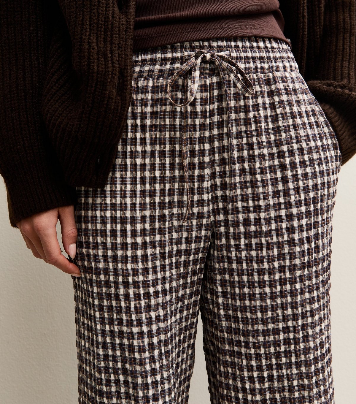 New Look Women's Petite Cream Checked Wide Leg Trouser New Look - 2