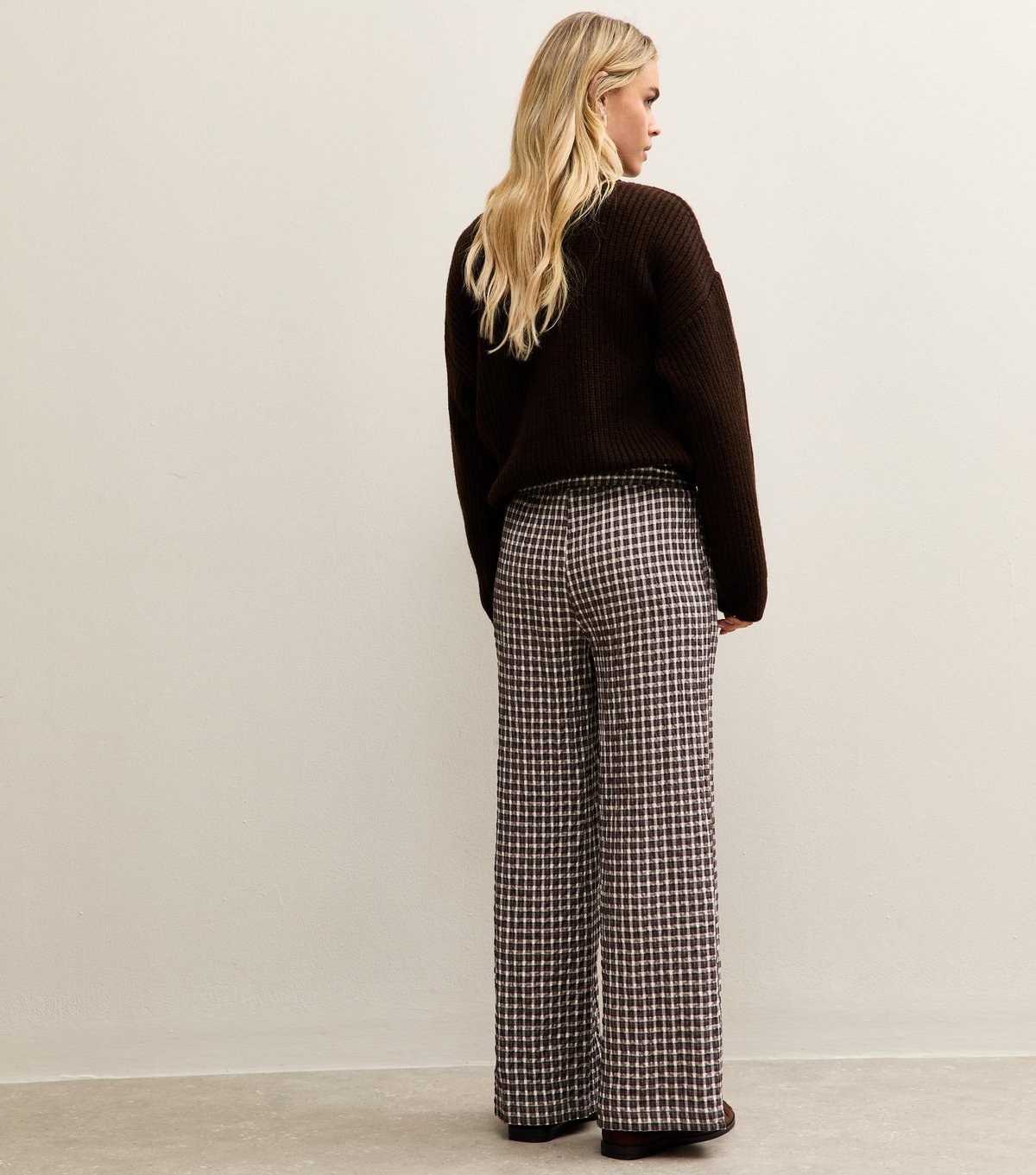 New Look Women's Petite Cream Checked Wide Leg Trouser New Look - 4