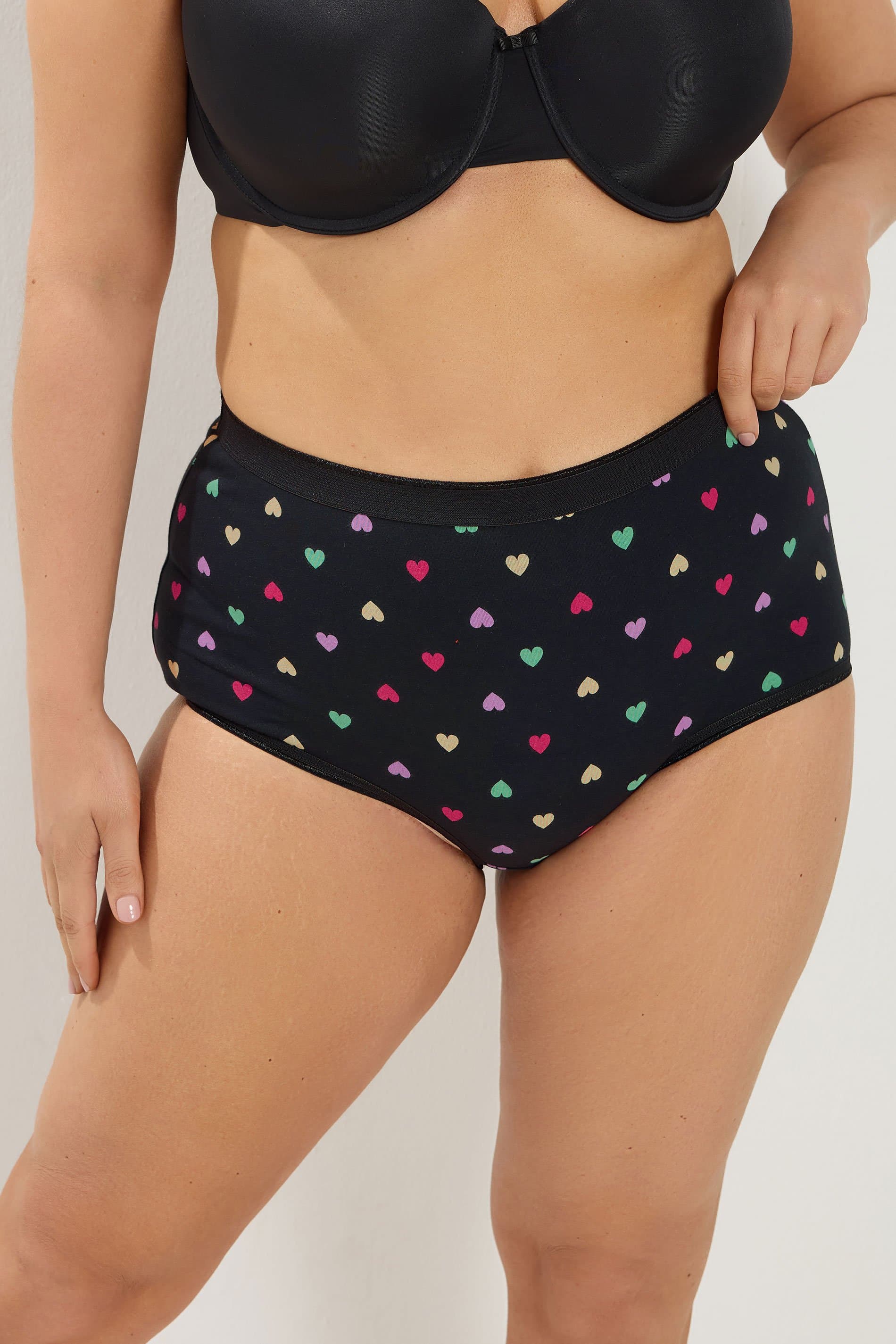 Yours 5 Pack Plus Size Pink Heart Print Full Briefs