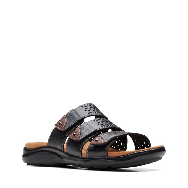 Clarks Clarks Women's Kitly Walk Black Flat Sandals - 2