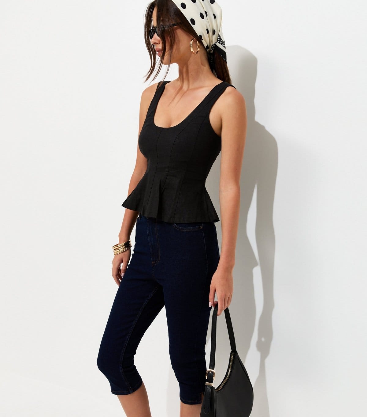 New Look Black Linen Rich Scoop Neck Sleeveless Top