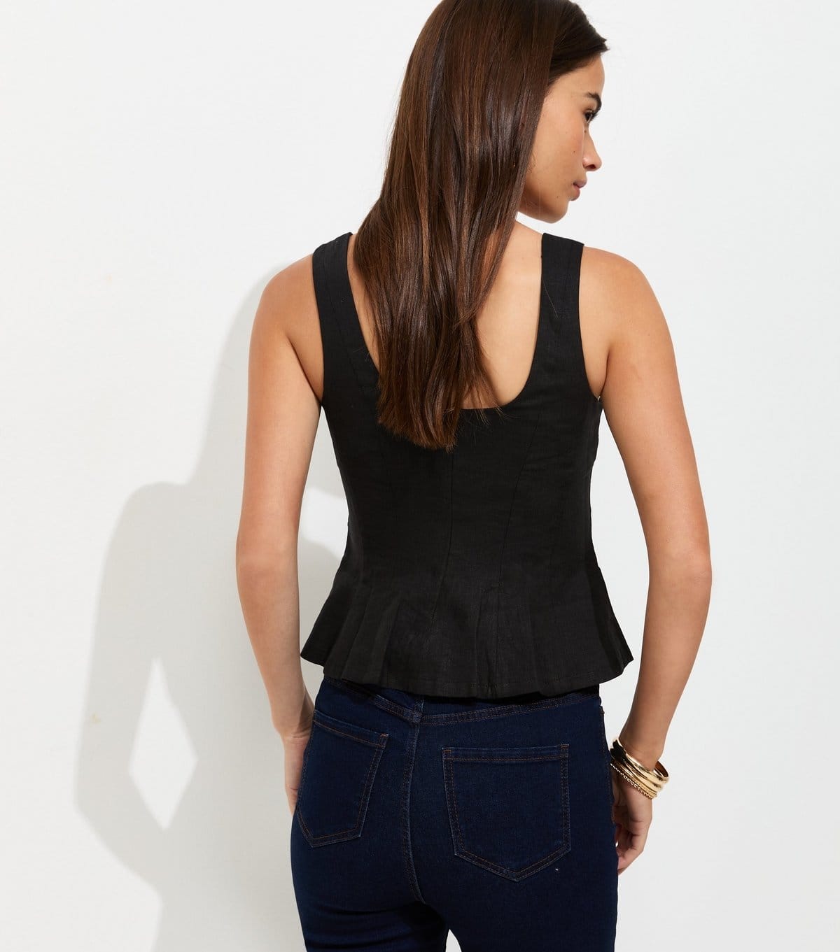New Look Women's Black Linen Rich Scoop Neck Sleeveless Top New Look - 4