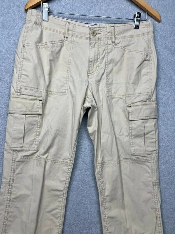 L.L. Bean LL Bean Pants Womens 8 Petites Beige Favorite Fit  Canvas Cargo Utility Pockets