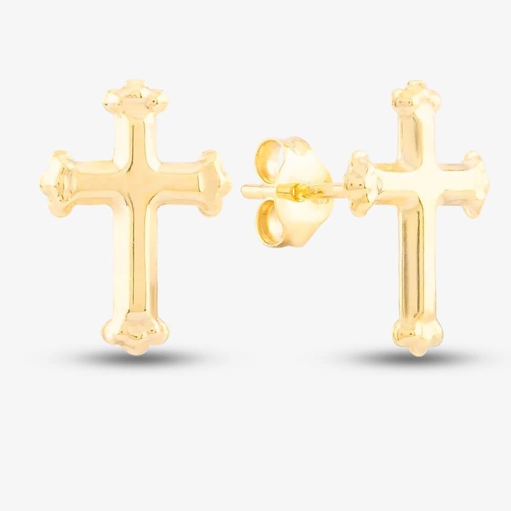 T.H.Baker T.H.Baker Women's 9ct Yellow Gold Cross Stud Earrings 1.55.6082