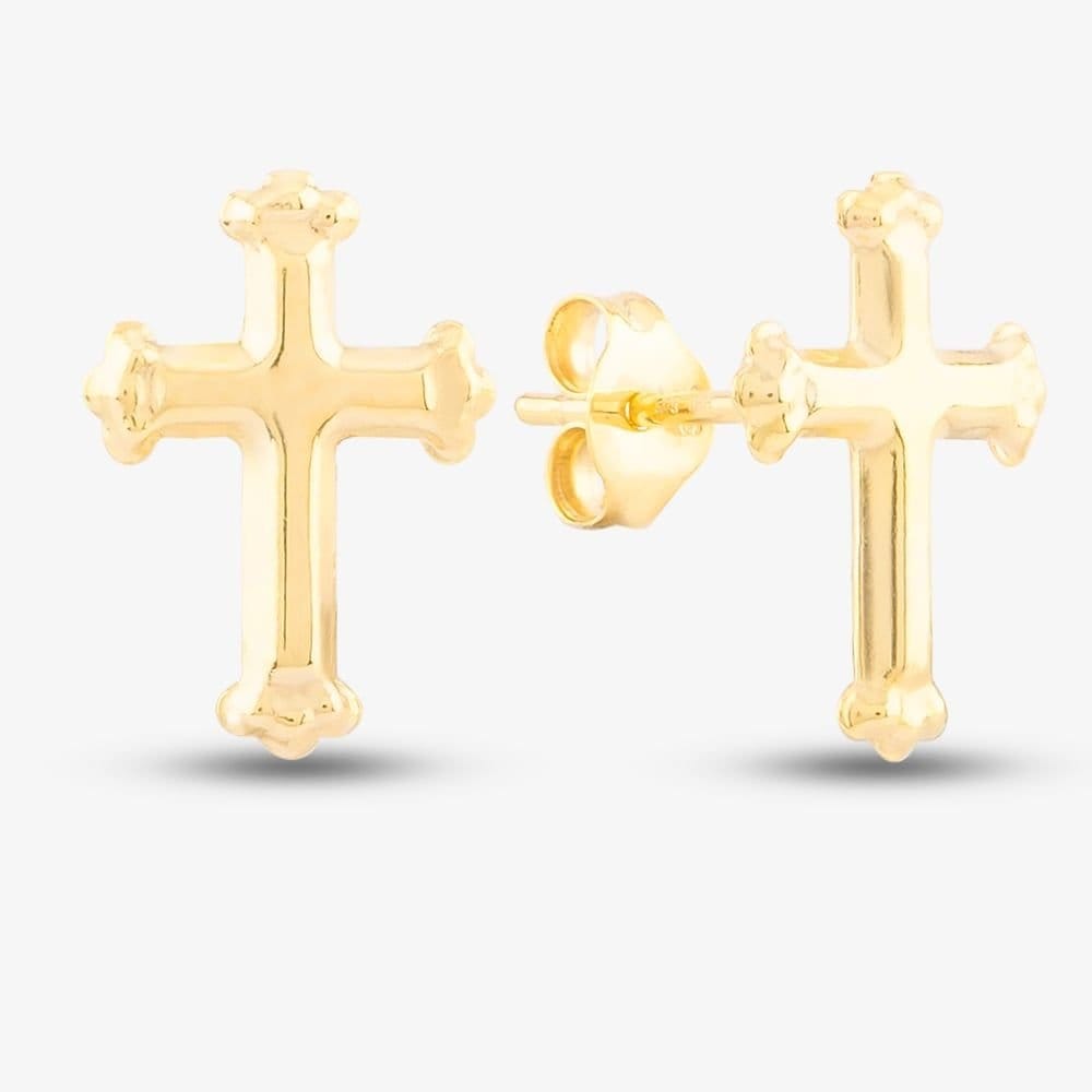 T.H.Baker T.H.Baker Women's 9ct Yellow Gold Cross Stud Earrings 1.55.6082 - 1