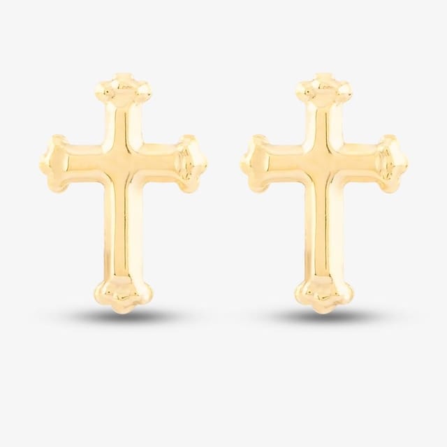 T.H.Baker T.H.Baker Women's 9ct Yellow Gold Cross Stud Earrings 1.55.6082 - 2