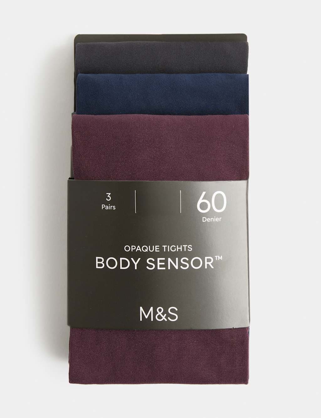 Marks & Spencer M&S 3 Pack 60 Denier Body Sensor™ Opaque Tights Aubergine Mix