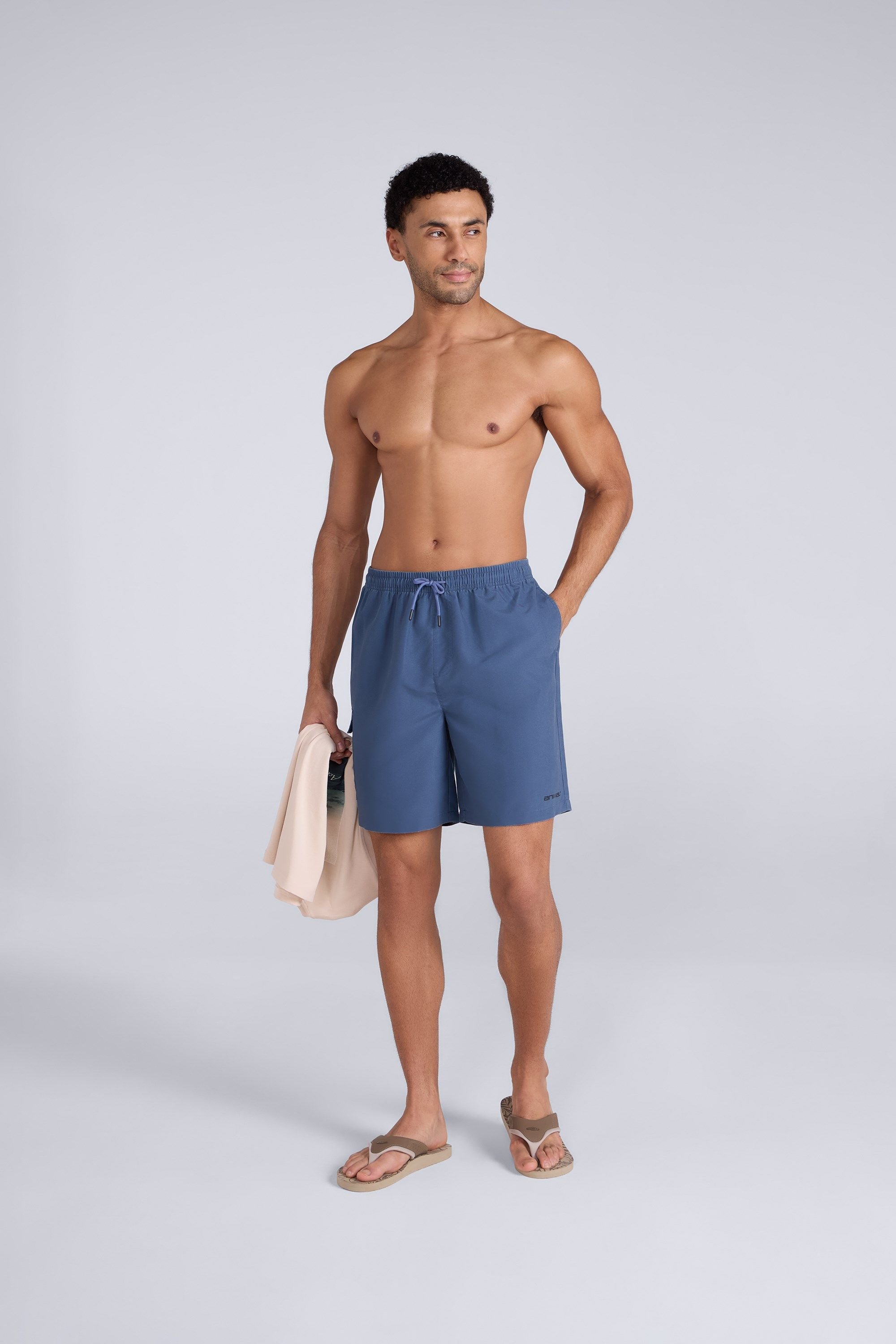 Animal Animal Men's 'Reeva' Lightweight Water Resistant Inner Drawcord Waist Swim Shorts in Dark Blue - 2