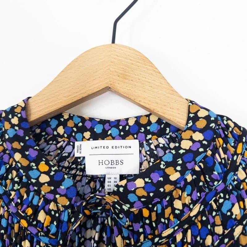 Hobbs Hobbs Dorfold Blouse Size 10 Ditsy Abstract Print Limited Edition Black Multi