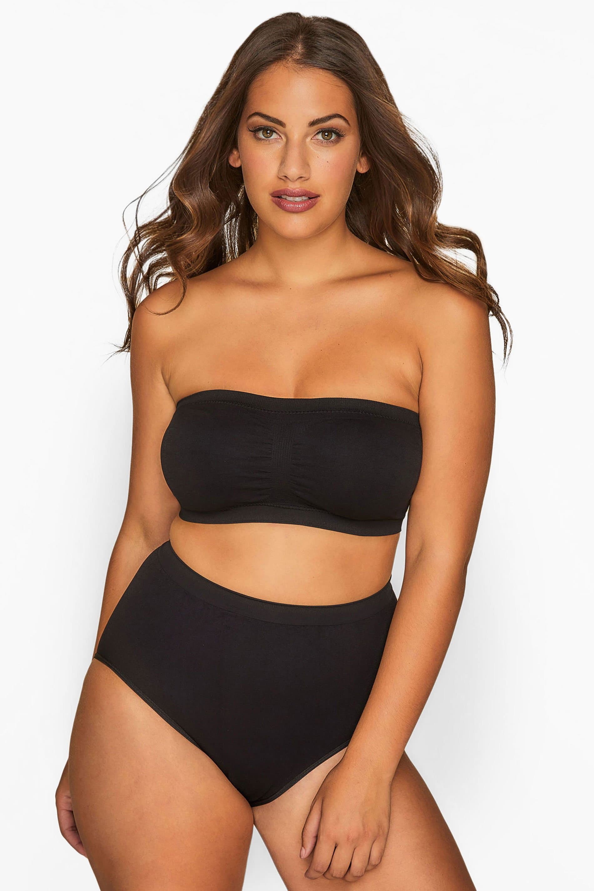 Yours Plus Size Black Seamless Padded Nonwired Bandeau Bra