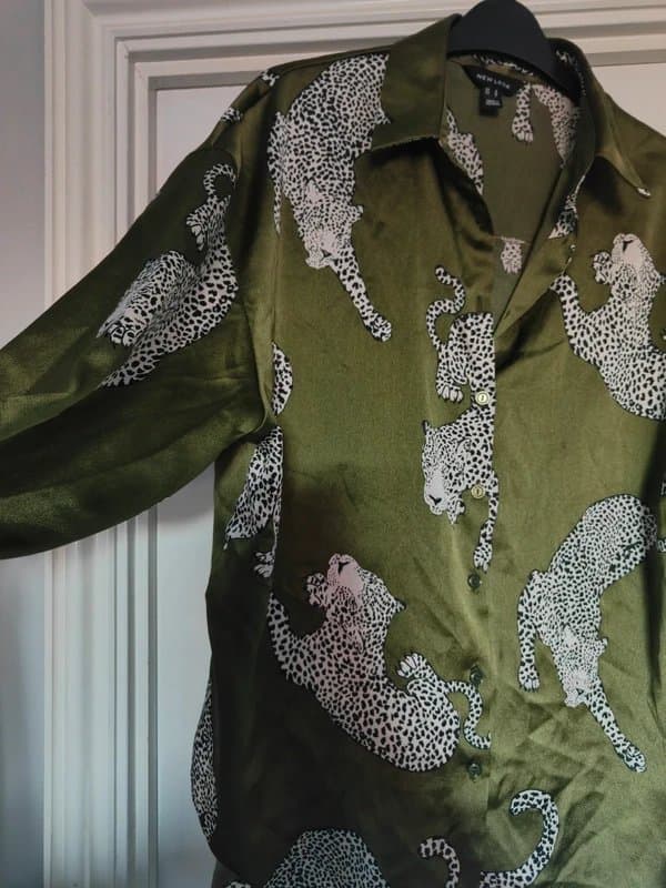 New Look Olive Satin Style Shirt New Look
