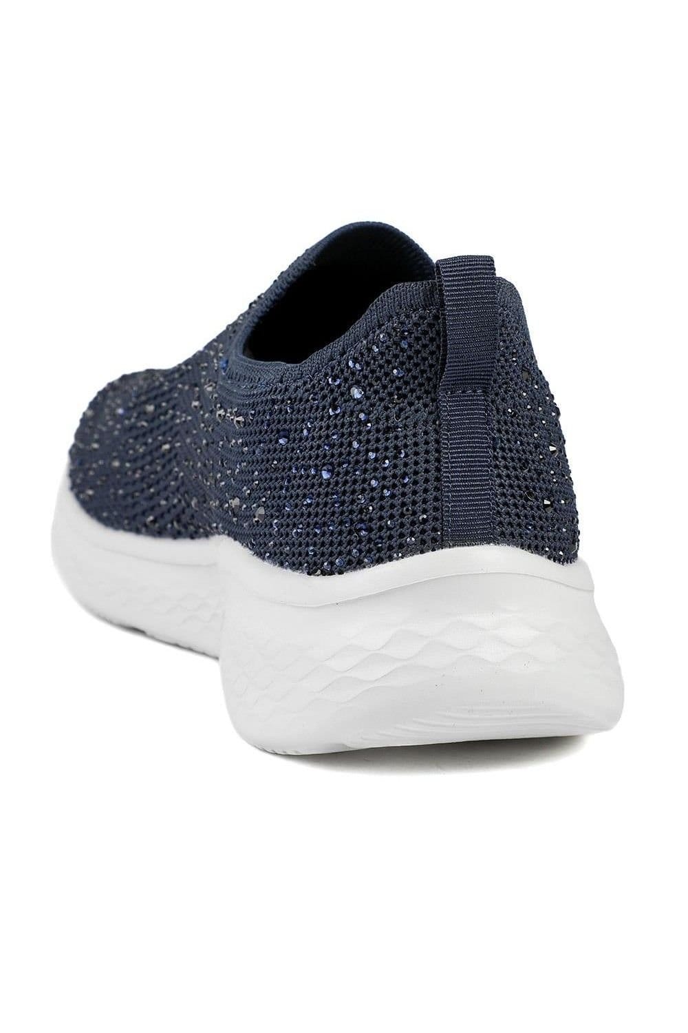 Pavers Pavers Women's Wide Fit Memory Foam Easy Step In Trainers in Navy - 4