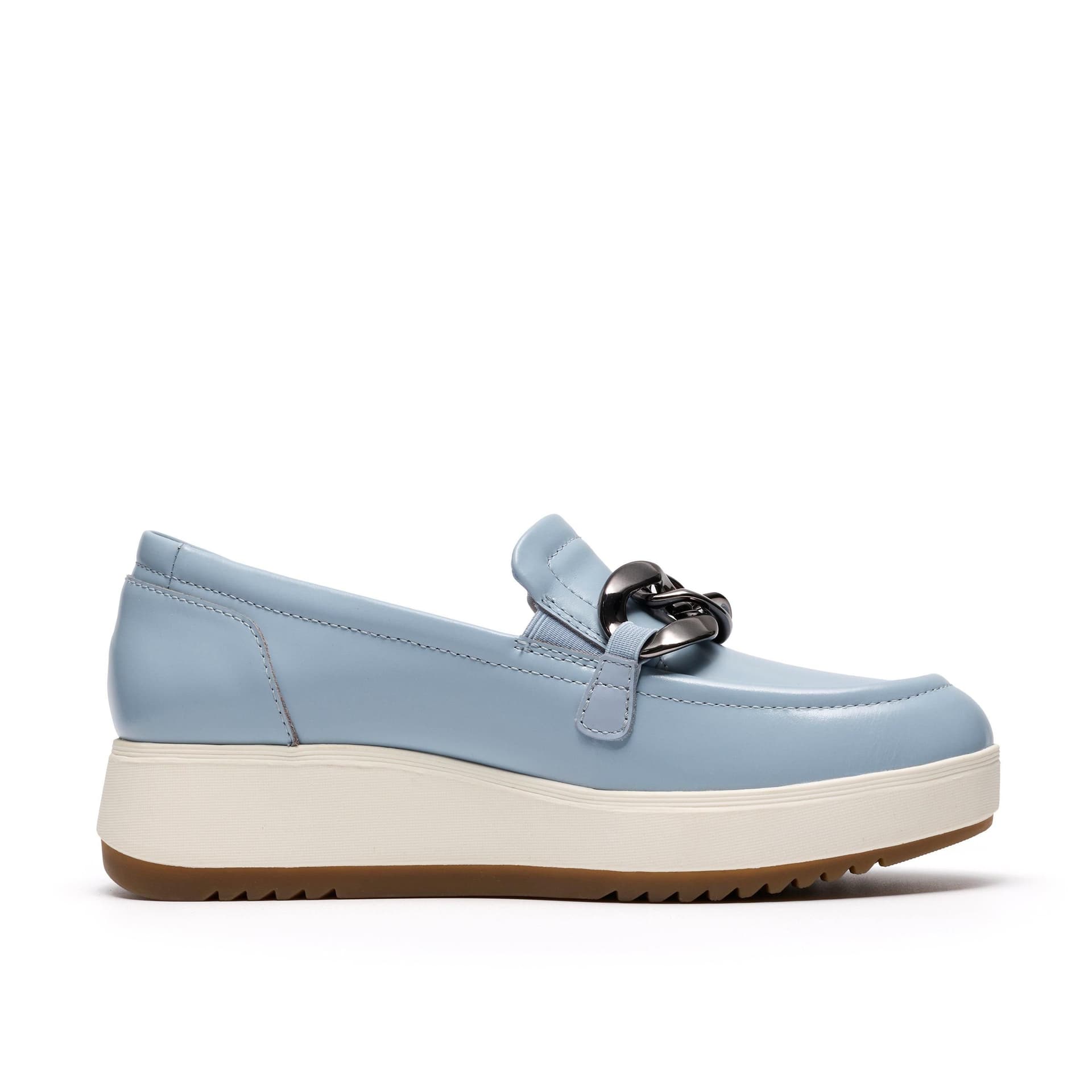 Clarks Clarks Women's Zylah May Light Blue Leather Loafers, Slip Ons