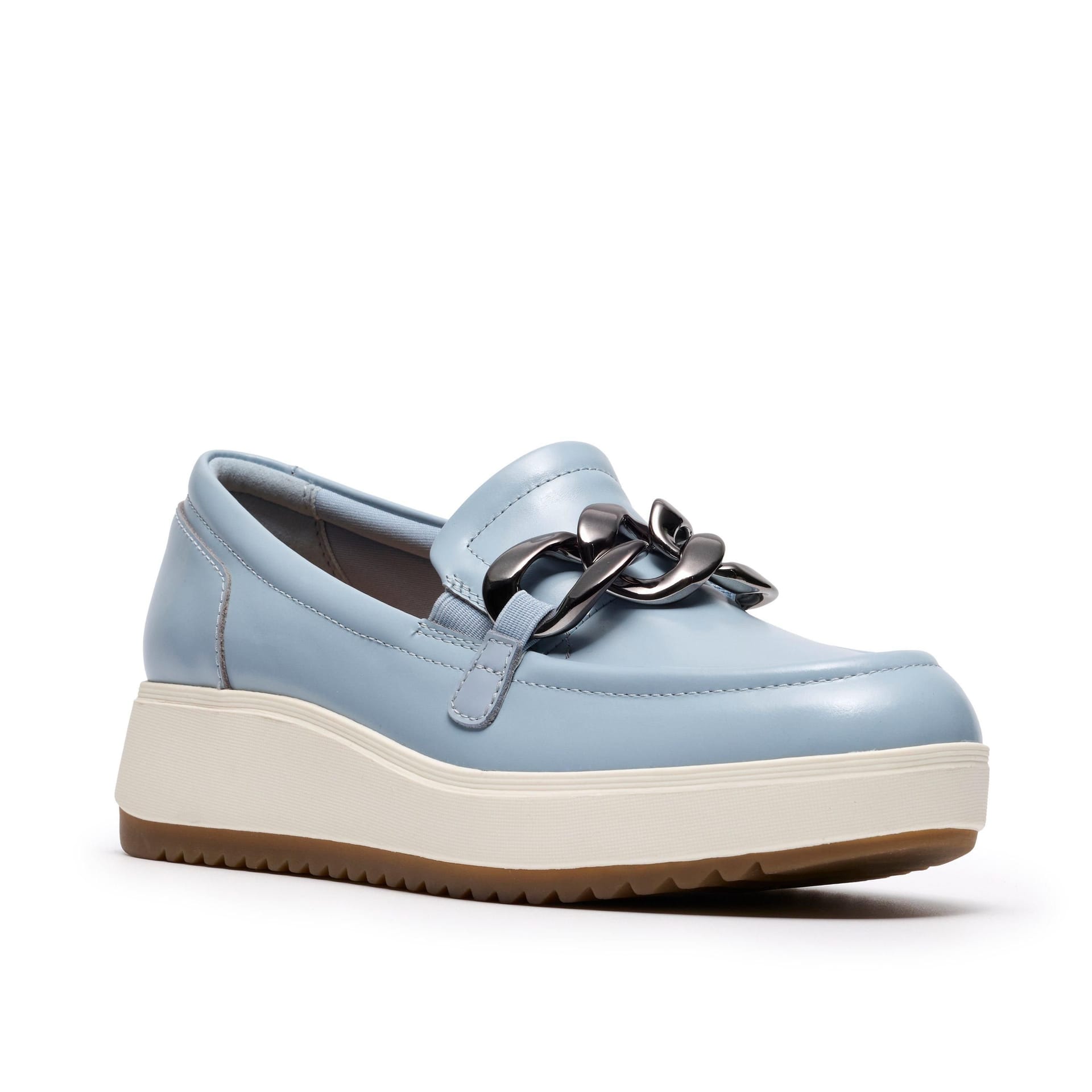 Clarks Clarks Women's Zylah May Light Blue Leather Loafers, Slip Ons - 4
