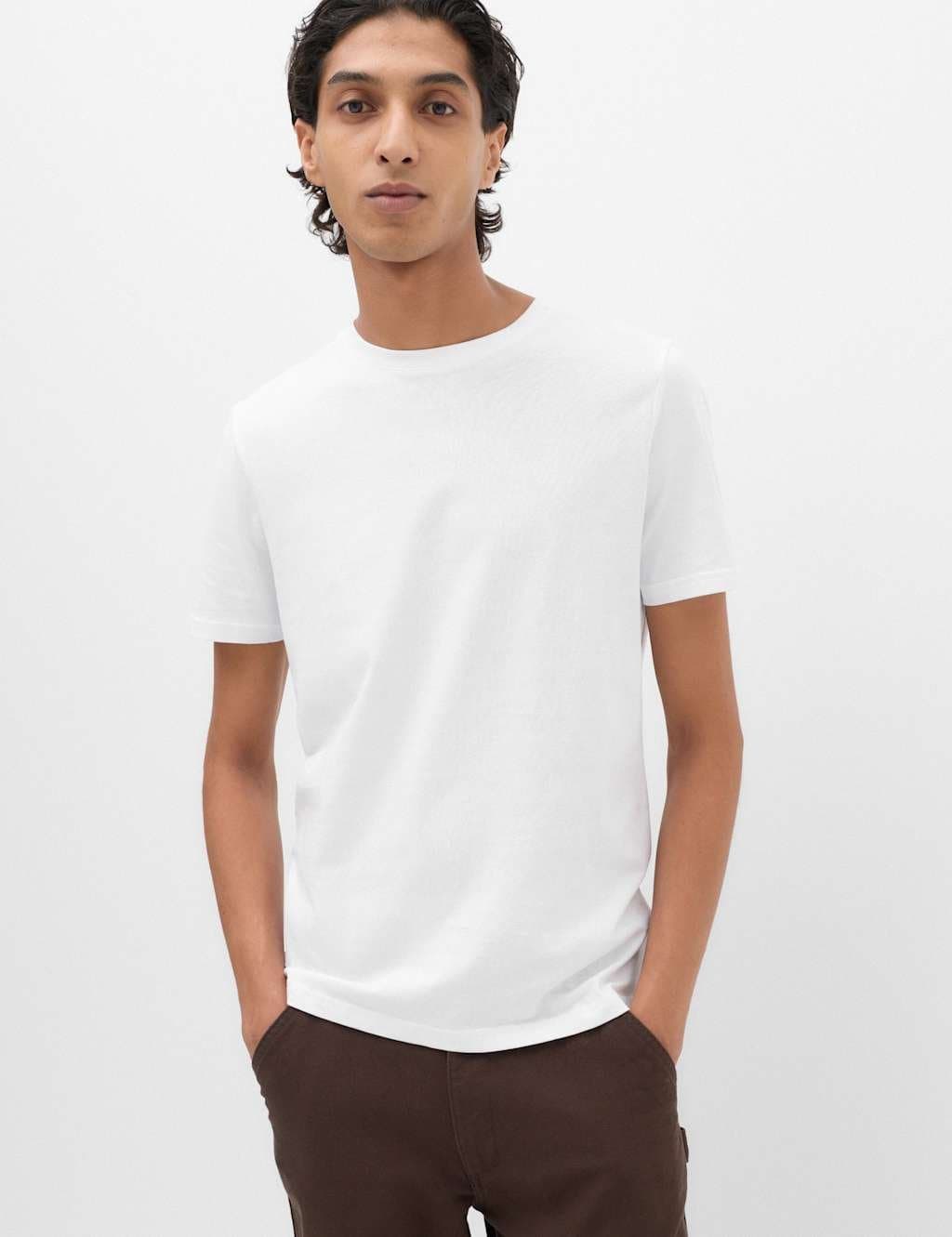 Marks & Spencer M&S Pure Cotton Regular Fit Crew Neck T-Shirt White