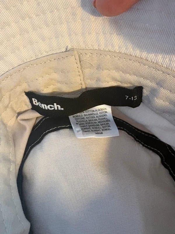 Bench Bench. Beige Canvas Bucket Hat – Black Logo – Kids 7–13