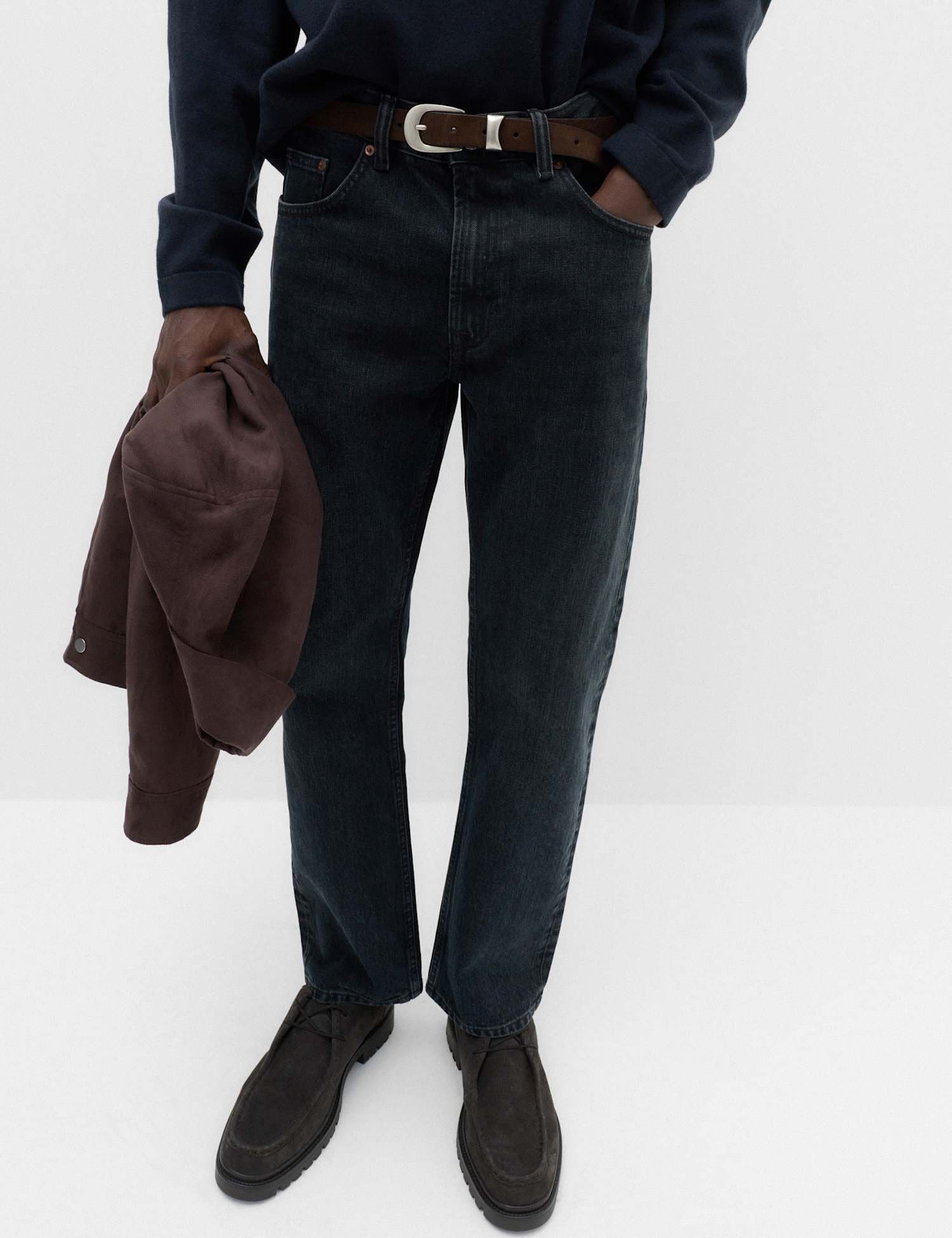Marks & Spencer M&S Straight Fit Pure Cotton Jeans Blue/Black