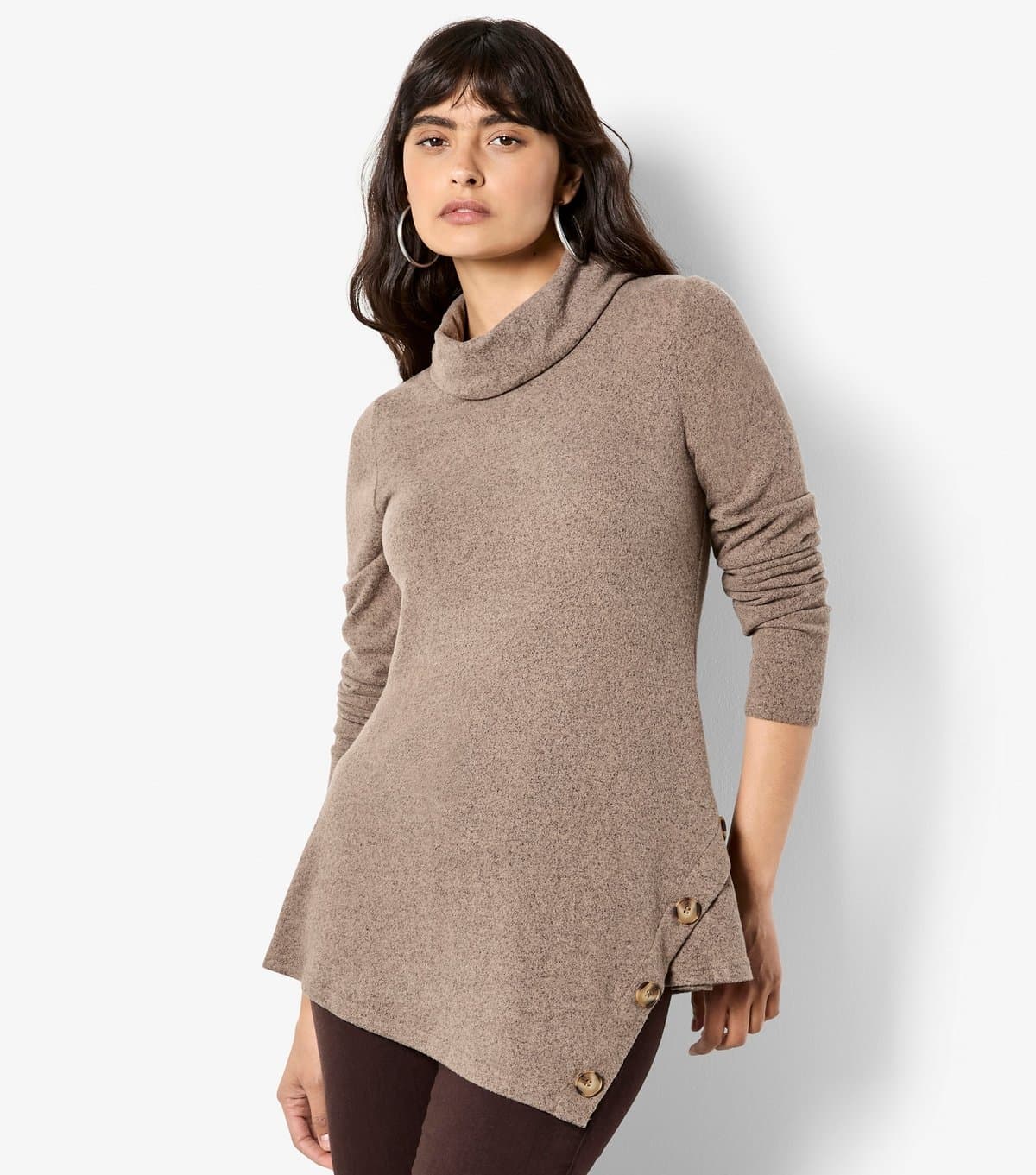 Apricot Women's Stone Cowl Neck Asymmetric Hem Top Apricot New Look
