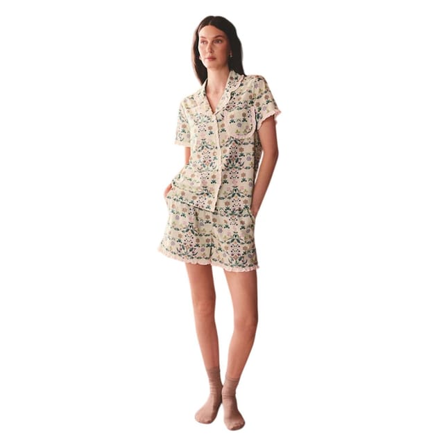 Cath Kidston Cath Kidston Women's Flowers Frill Detail Pyjama Set in Green - 3