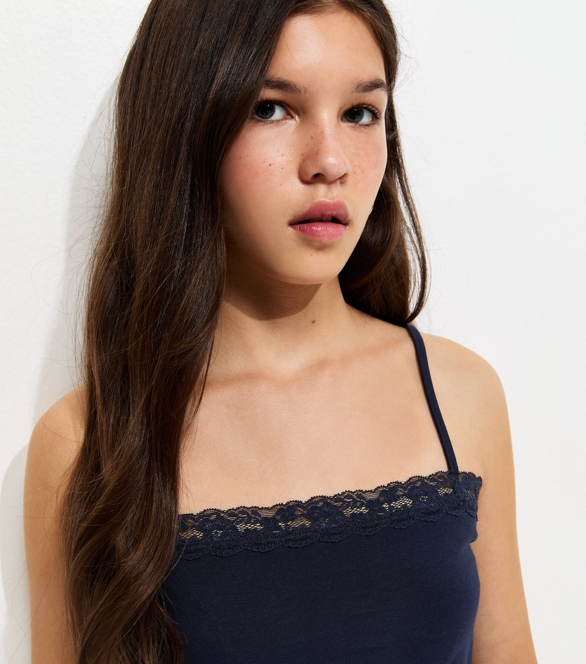 New Look Girls' Navy Lace Trimmed Cami Top New Look - 3
