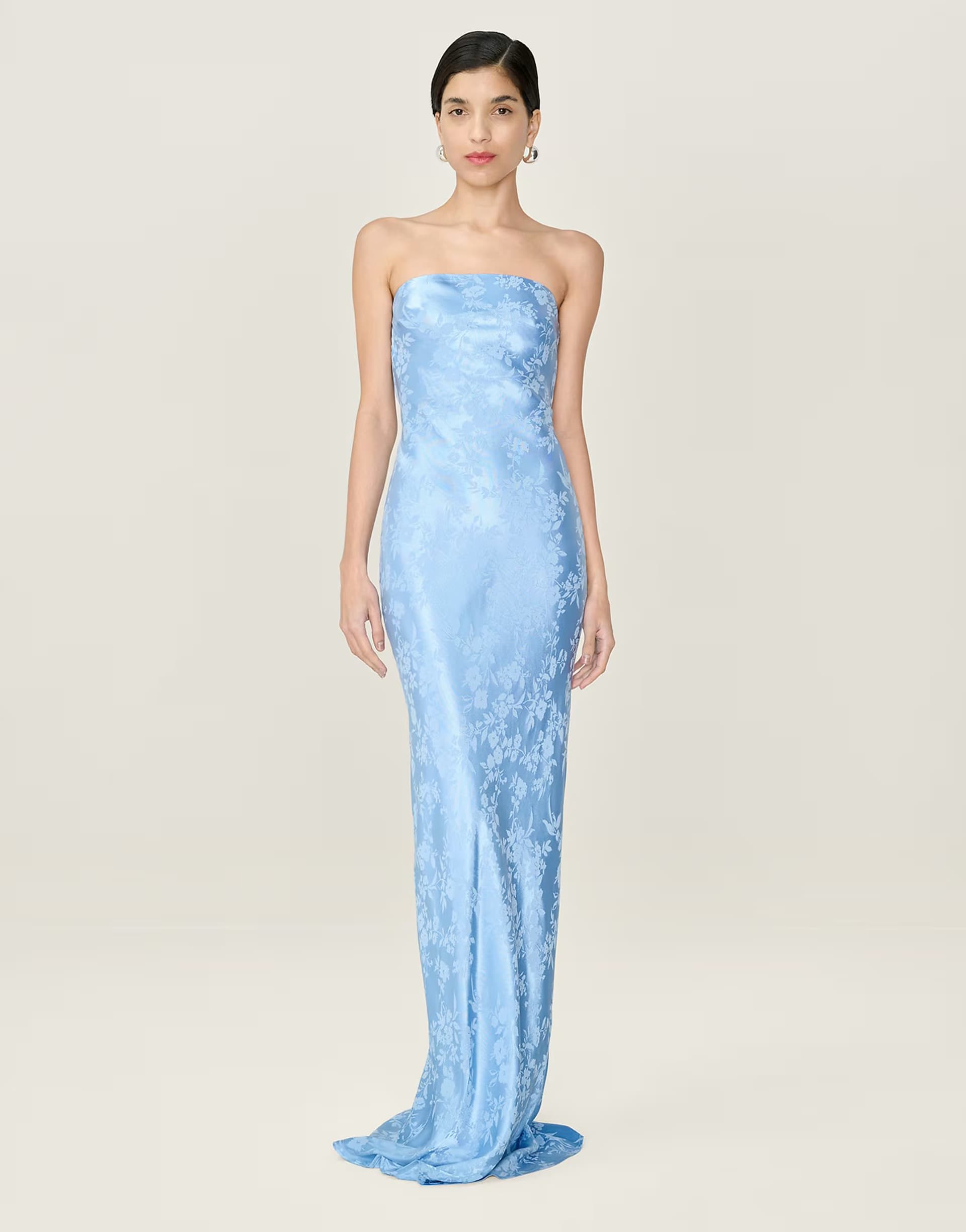 ASOS Omnes Amdra Jacquard Dress in Vista Blue