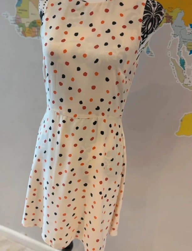 MNG MNG Suit Mango Cream Polka Dot Skater Dress UK 8 EU S Retro Spot Print Summer Dress