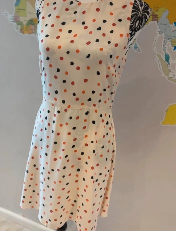 MNG MNG Suit Mango Cream Polka Dot Skater Dress UK 8 EU S Retro Spot Print Summer Dress - 1