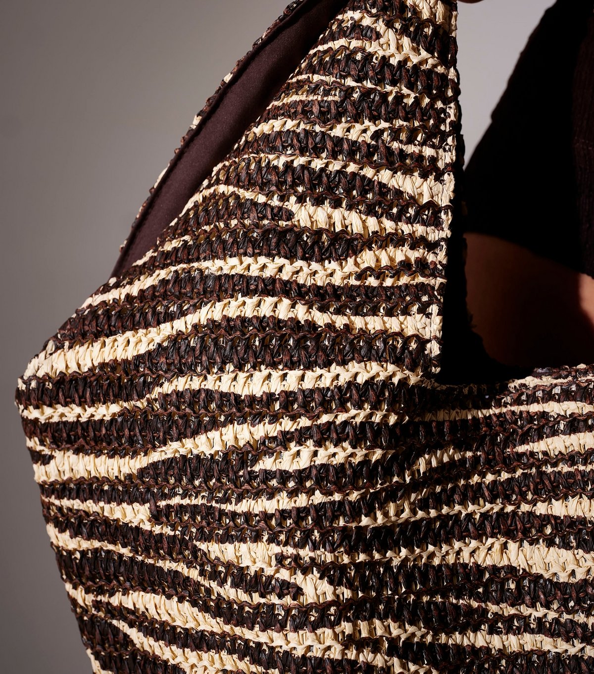 South Beach Dark Brown Straw Zebra Oversized Bag South Beach New Look - 2