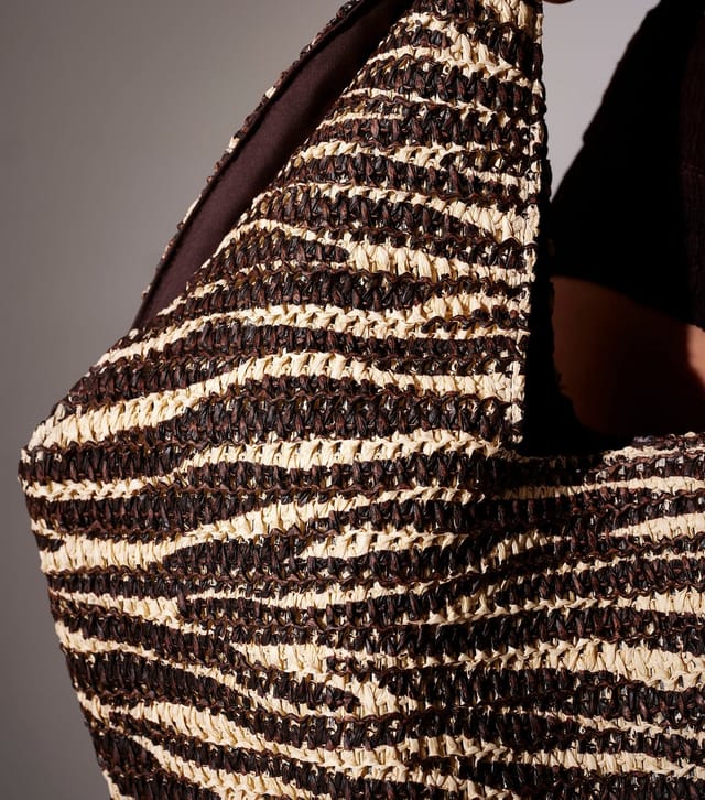 South Beach Dark Brown Straw Zebra Oversized Bag South Beach New Look - 2
