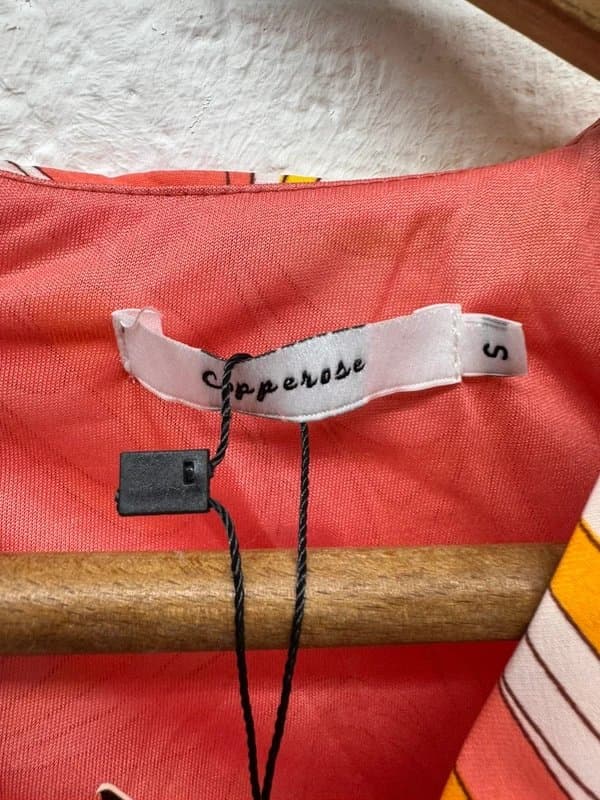 Copperose Women’s retro marble copper rose ruched dress new