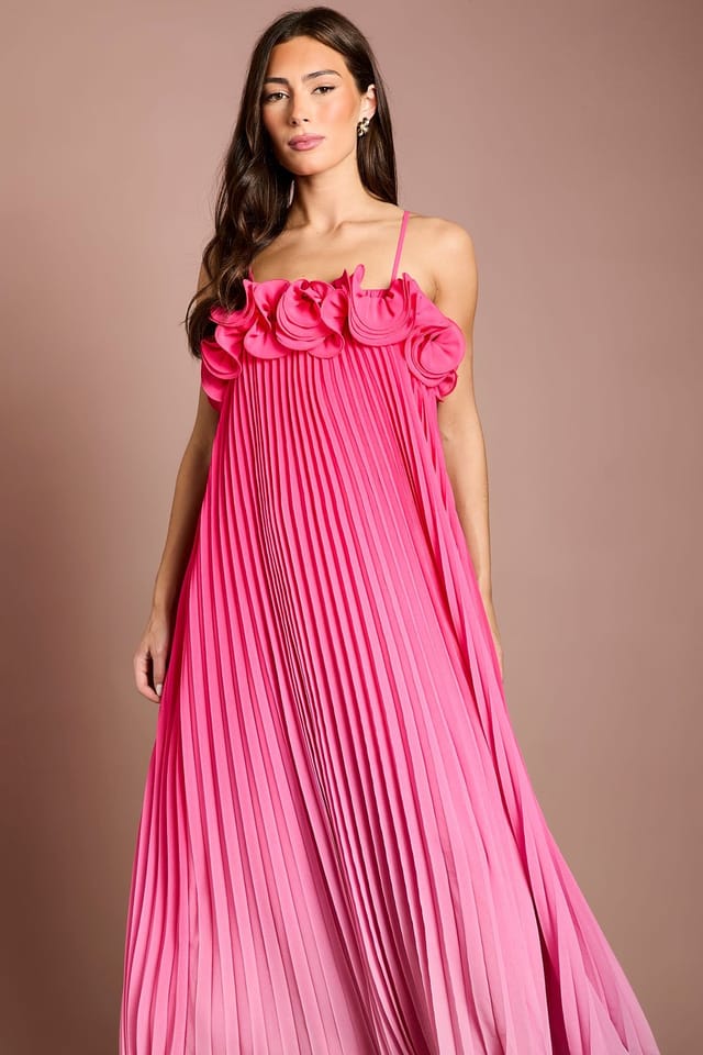 Coast Coast Women's Ruffle Detail Ombre Printed Georgette Maxi Dress in Pink - 2
