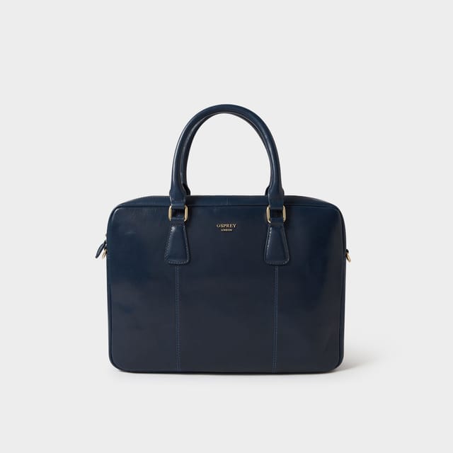 OSPREY LONDON OSPREY LONDON Women's The Adaline Leather Laptop Bag in Mid Navy - 2
