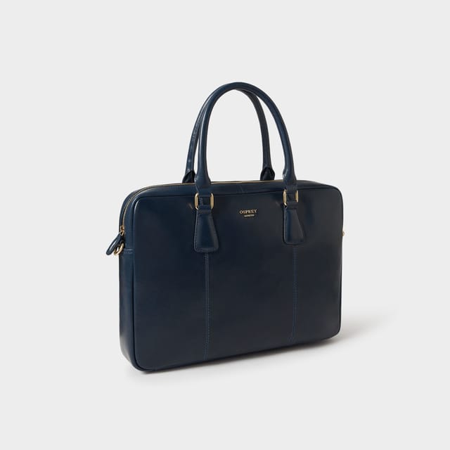 OSPREY LONDON OSPREY LONDON Women's The Adaline Leather Laptop Bag in Mid Navy - 3