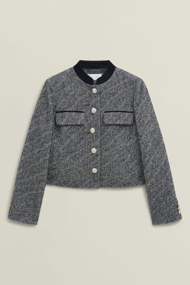 Hobbs London Hobbs London Women's Tammie Mandarin Collar Jacket in Charcoal - 2