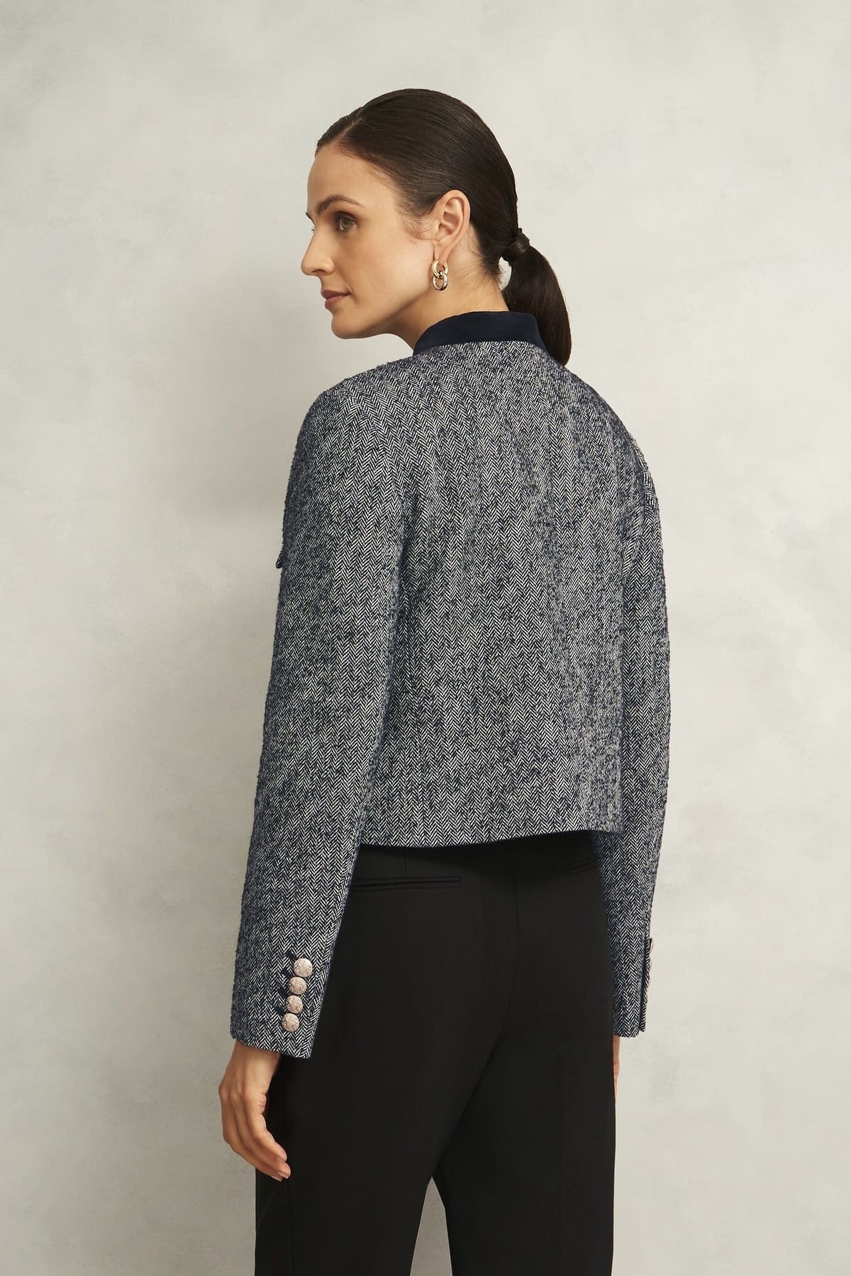 Hobbs London Hobbs London Women's Tammie Mandarin Collar Jacket in Charcoal - 4